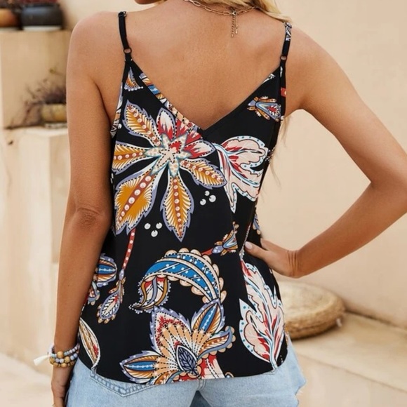 New floral print v neck sleeveless top - Picture 5 of 6